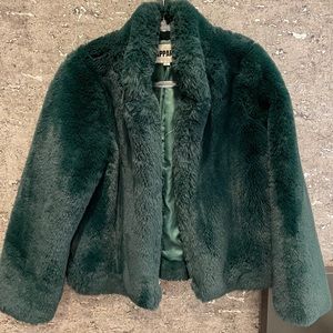 Apparis Faux Fur Coat in Emerald Green
